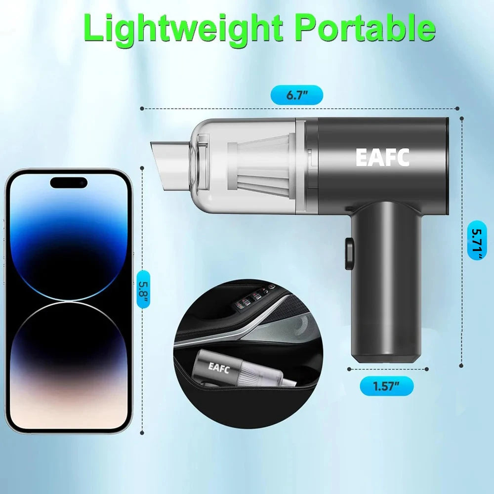 EAFC Wireless Mini Car Vacuum Cleaner Usb ChargingPortable High Suction Mini Wet And Dry Household Cordless Car Vacuum